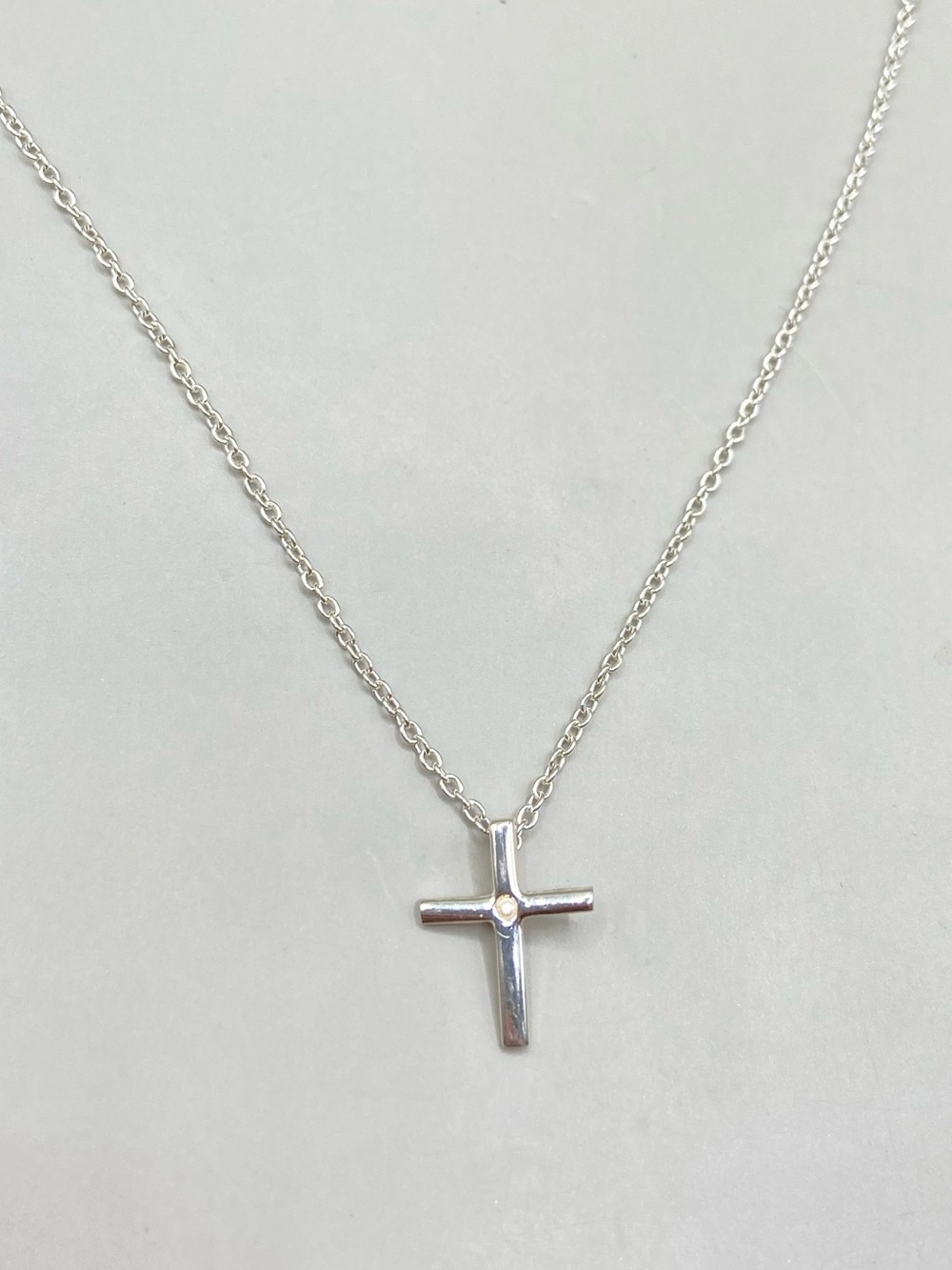 Chloe and Isabel Sterling Silver Crystal Accent Dainty Cross Necklace